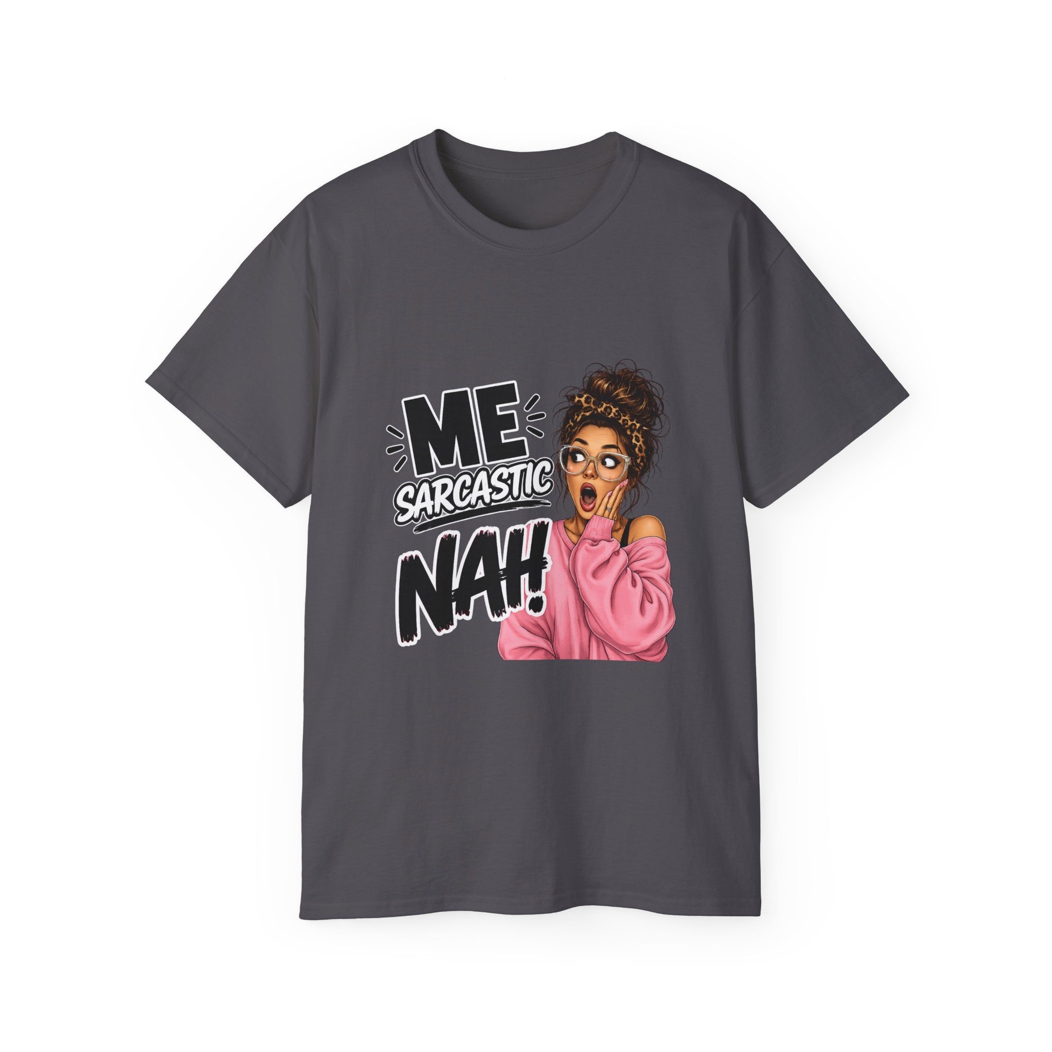 Sarcastic 'Me? Nah!' Graphic Tee — Funny Retro Pop Art Shirt for Women