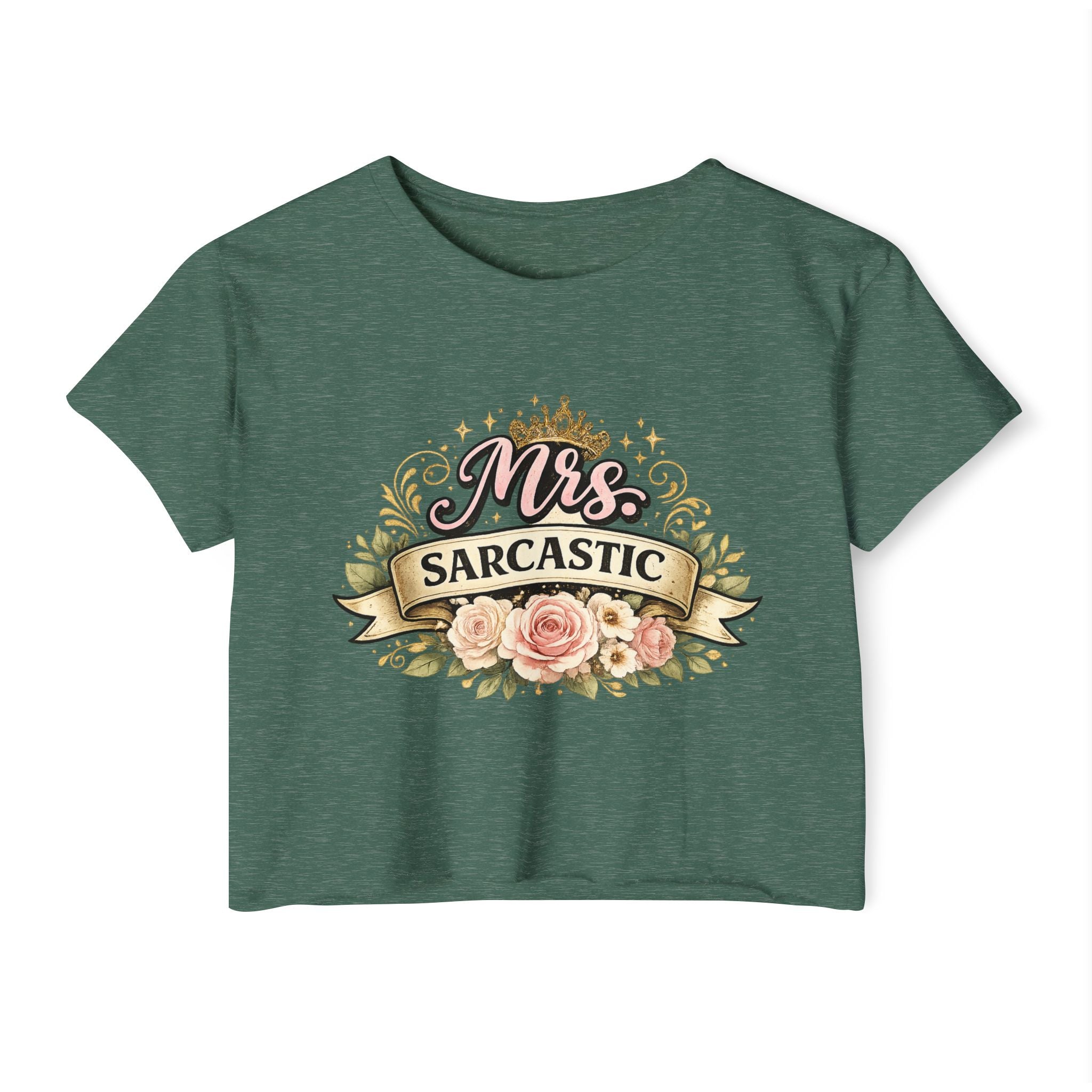 Mrs. Sarcastic Crop Top — Floral Funny Wife Festival Tee