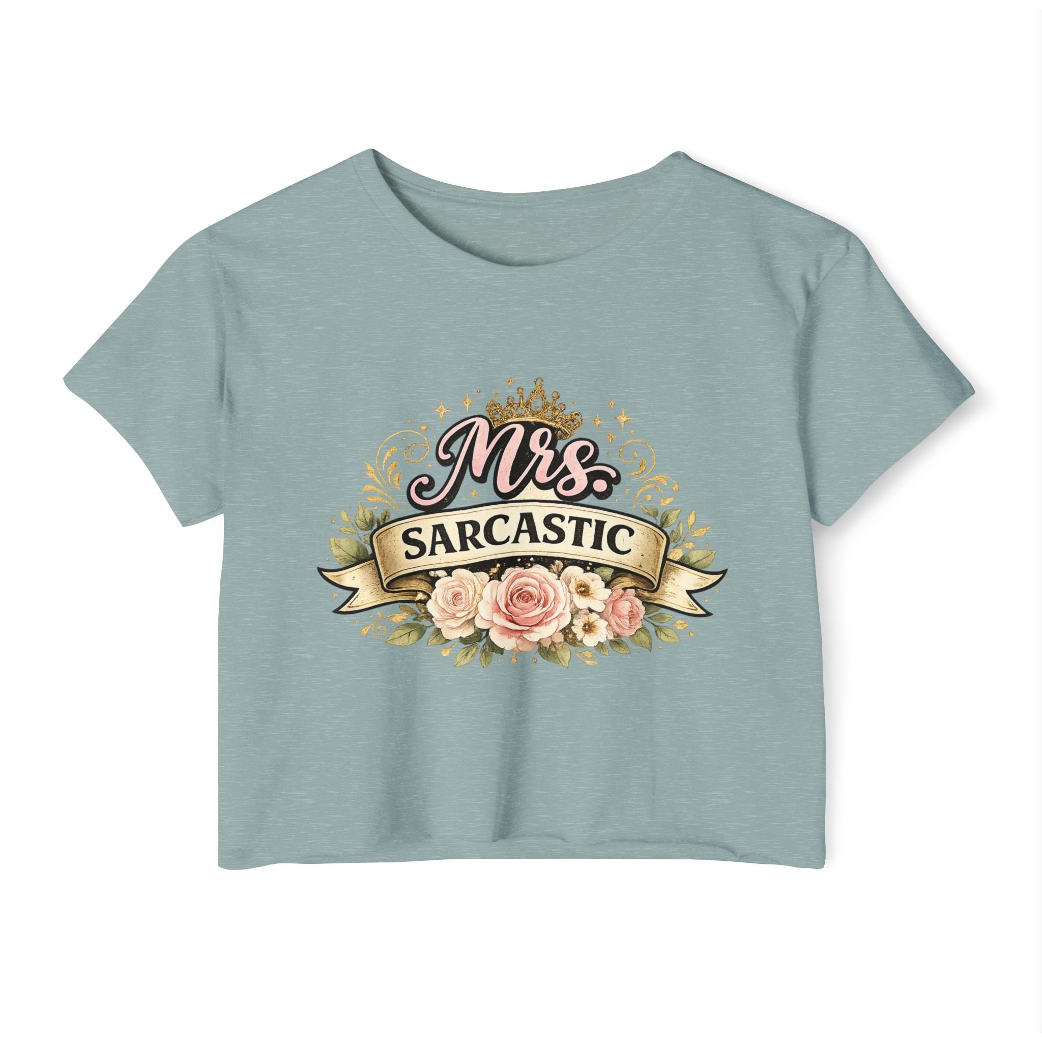 Mrs. Sarcastic Crop Top — Floral Funny Wife Festival Tee