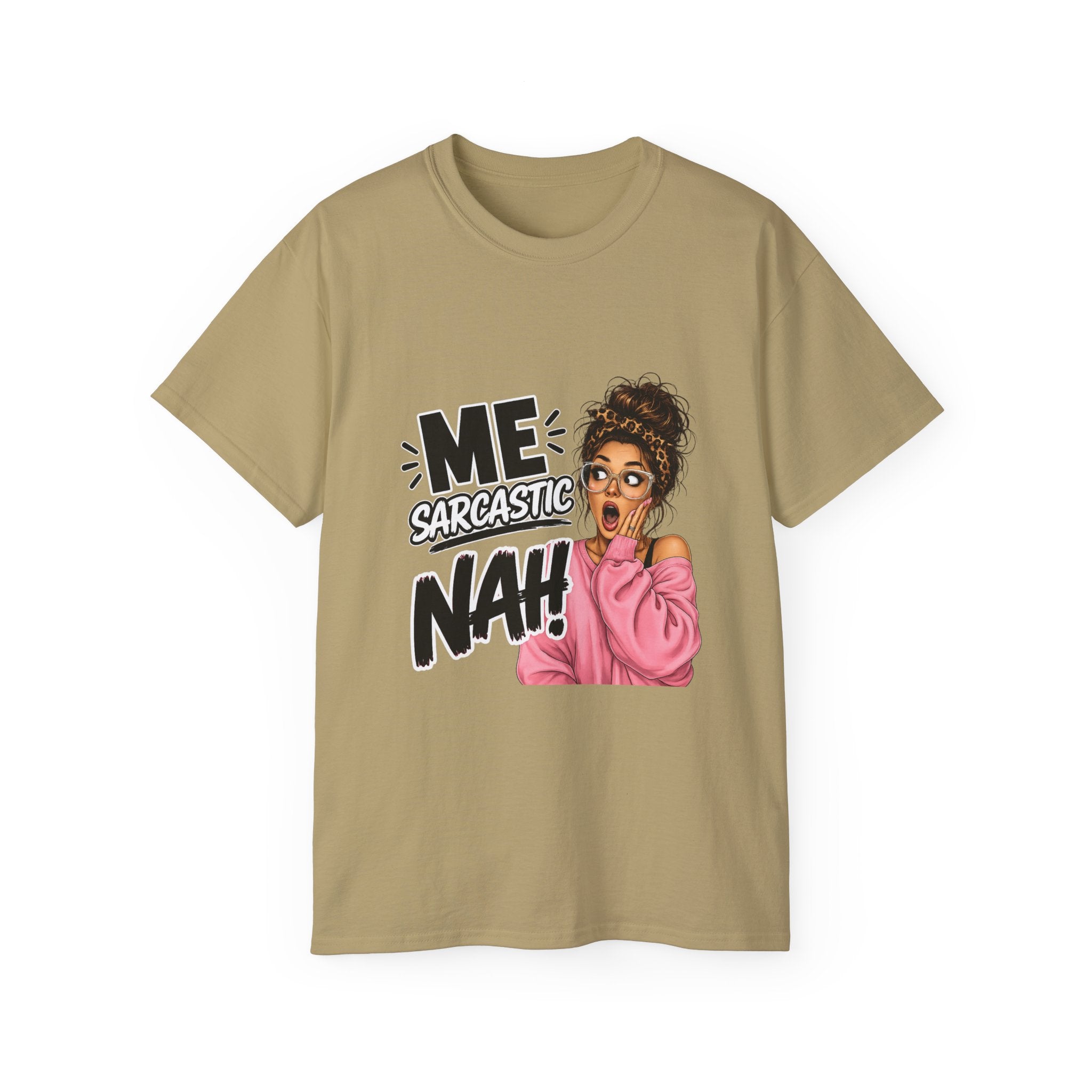 Sarcastic 'Me? Nah!' Graphic Tee — Funny Retro Pop Art Shirt for Women