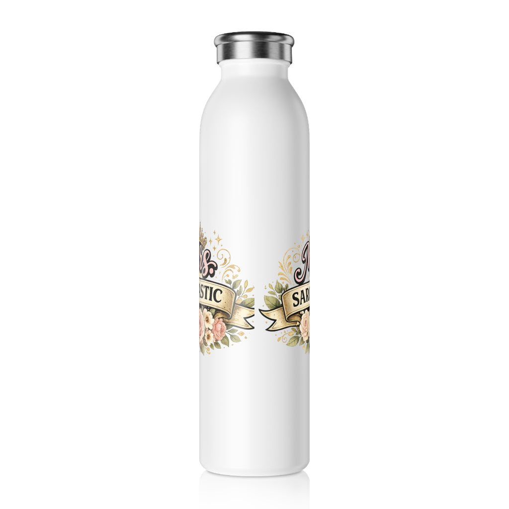 Slim Water Bottle — “Mrs. Sarcastic” Floral Stainless Steel Bottle