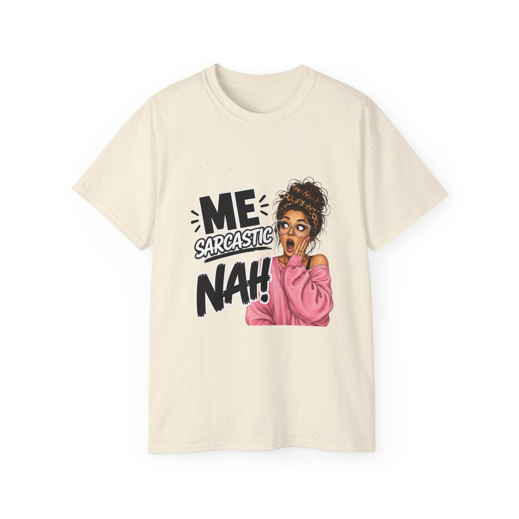 Sarcastic 'Me? Nah!' Graphic Tee — Funny Retro Pop Art Shirt for Women