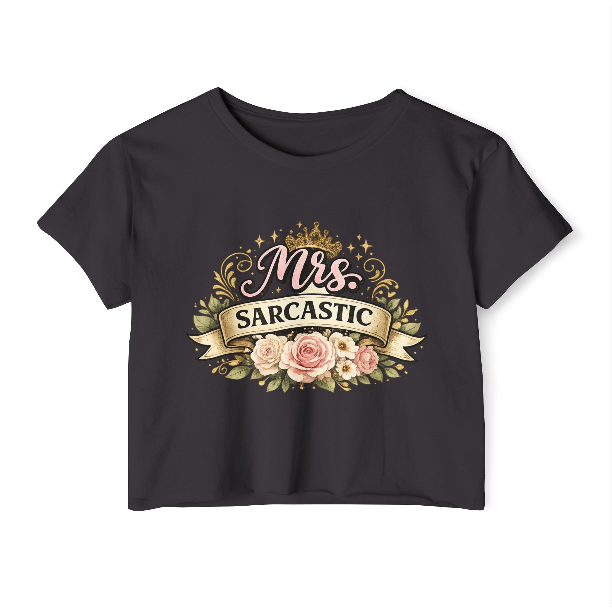 Mrs. Sarcastic Crop Top — Floral Funny Wife Festival Tee