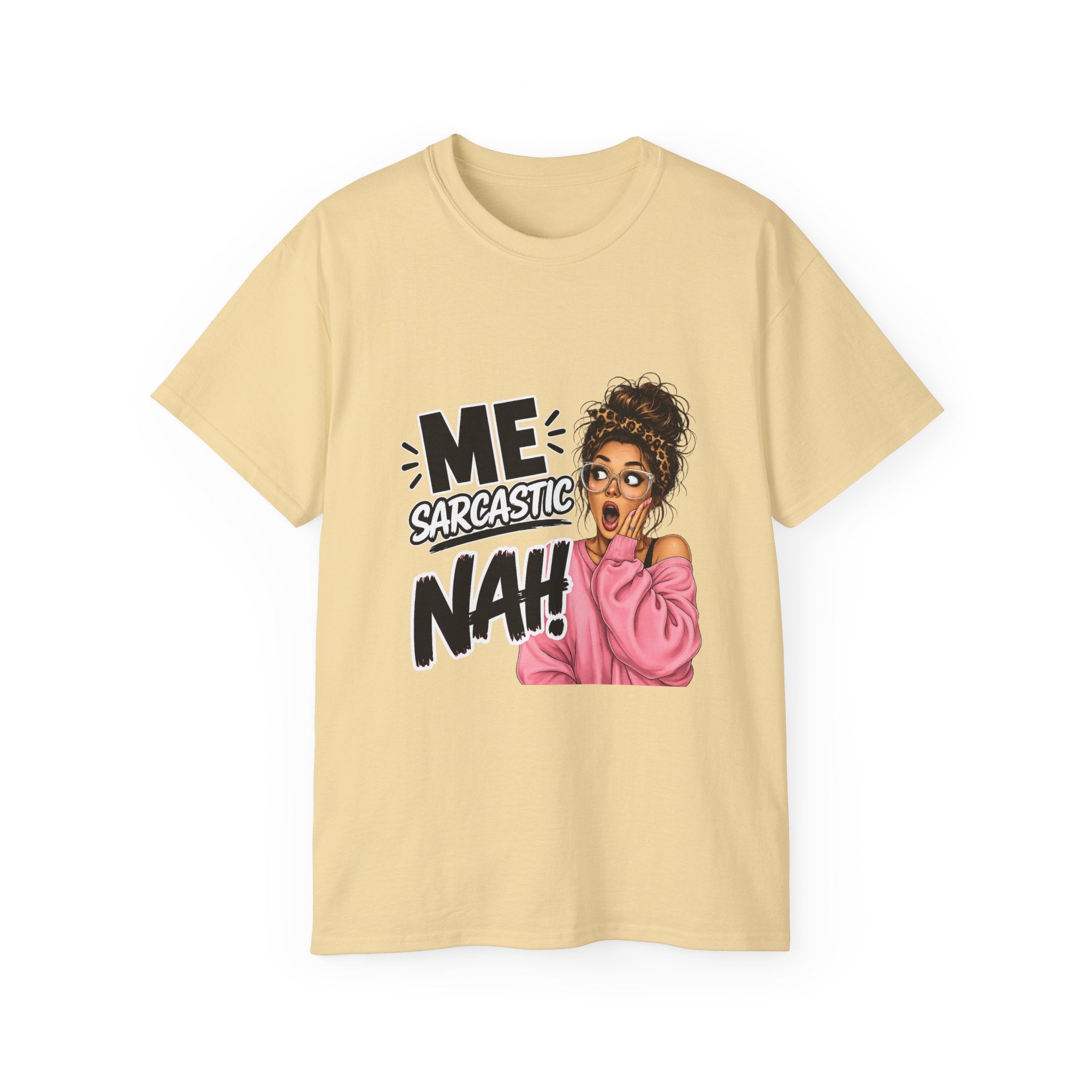 Sarcastic 'Me? Nah!' Graphic Tee — Funny Retro Pop Art Shirt for Women