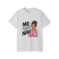 Sarcastic 'Me? Nah!' Graphic Tee — Funny Retro Pop Art Shirt for Women