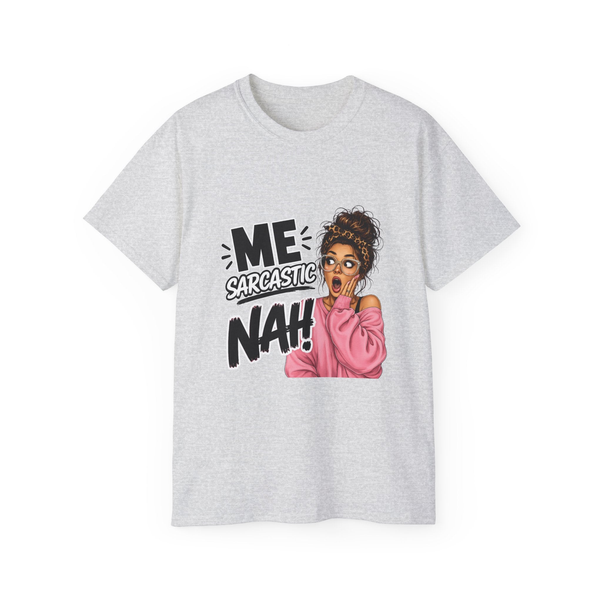 Sarcastic 'Me? Nah!' Graphic Tee — Funny Retro Pop Art Shirt for Women