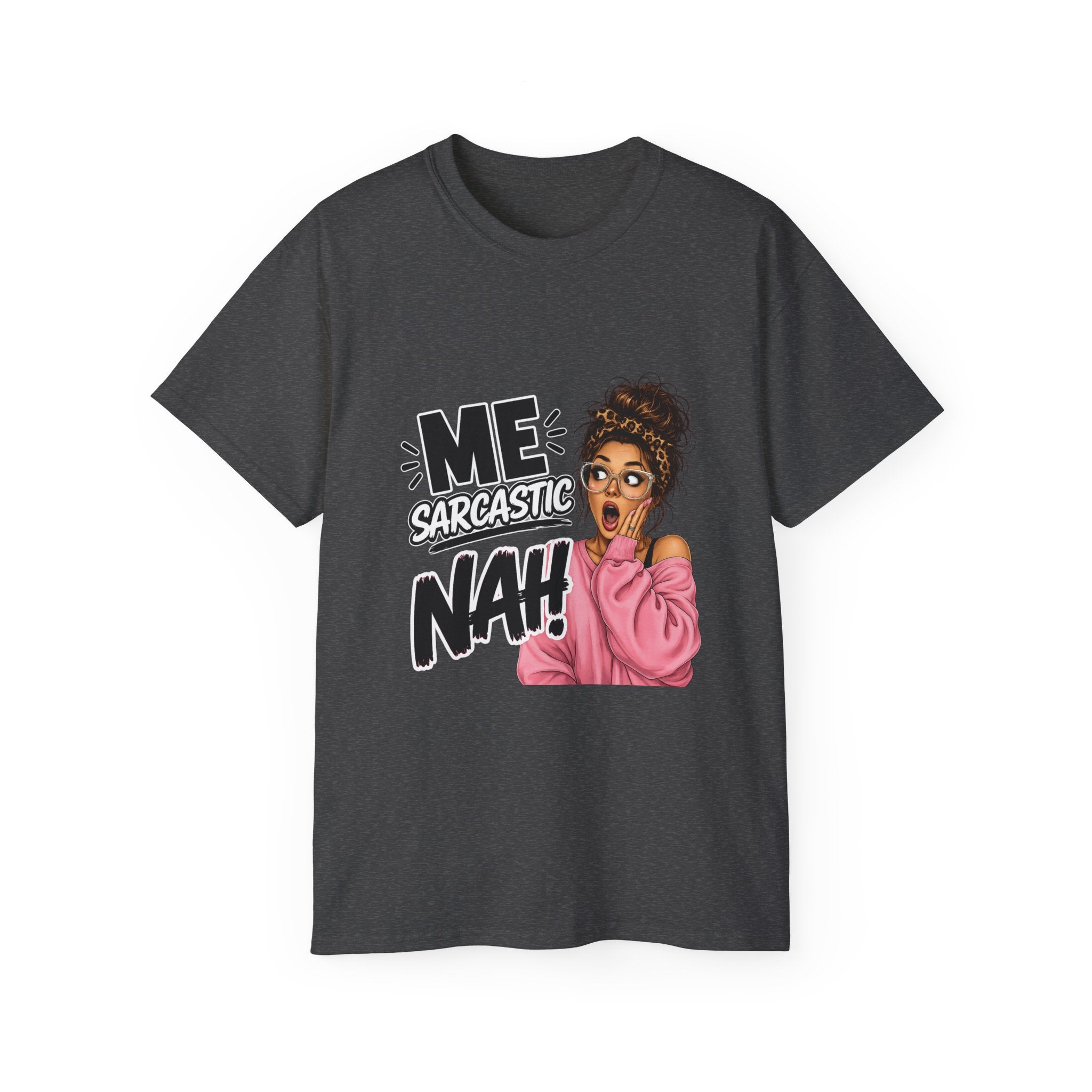 Sarcastic 'Me? Nah!' Graphic Tee — Funny Retro Pop Art Shirt for Women