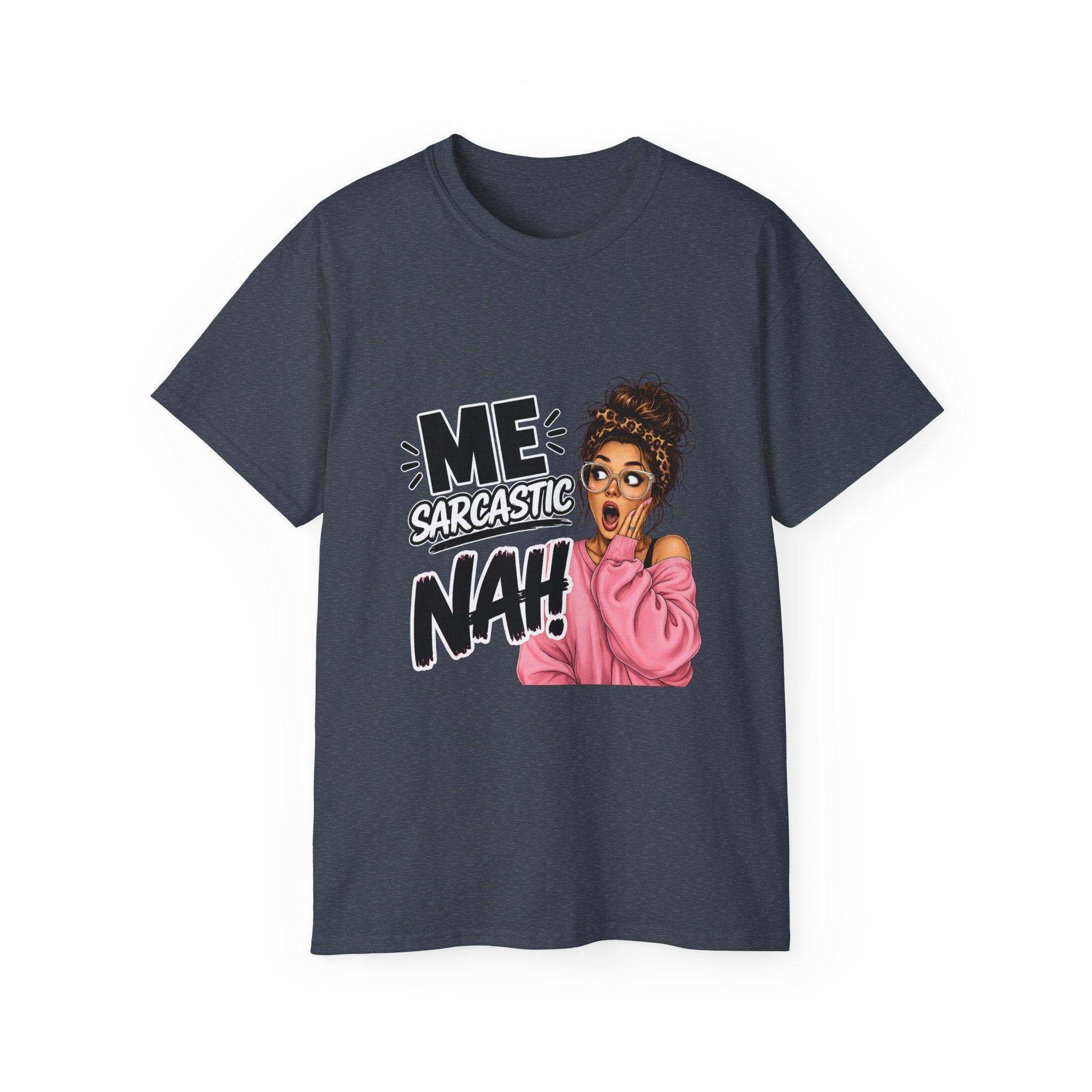 Sarcastic 'Me? Nah!' Graphic Tee — Funny Retro Pop Art Shirt for Women