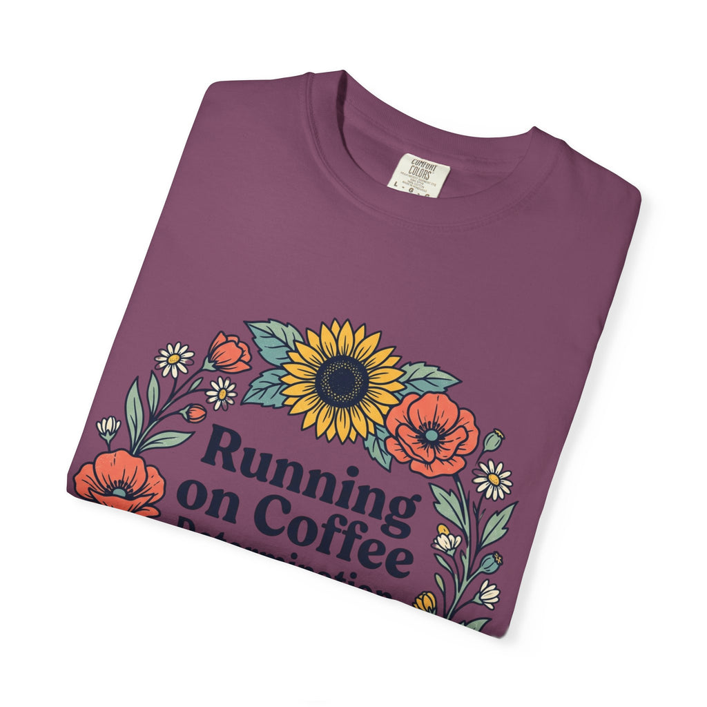 Running on Coffee Floral T-Shirt — Determination & Delivery Orders Tee