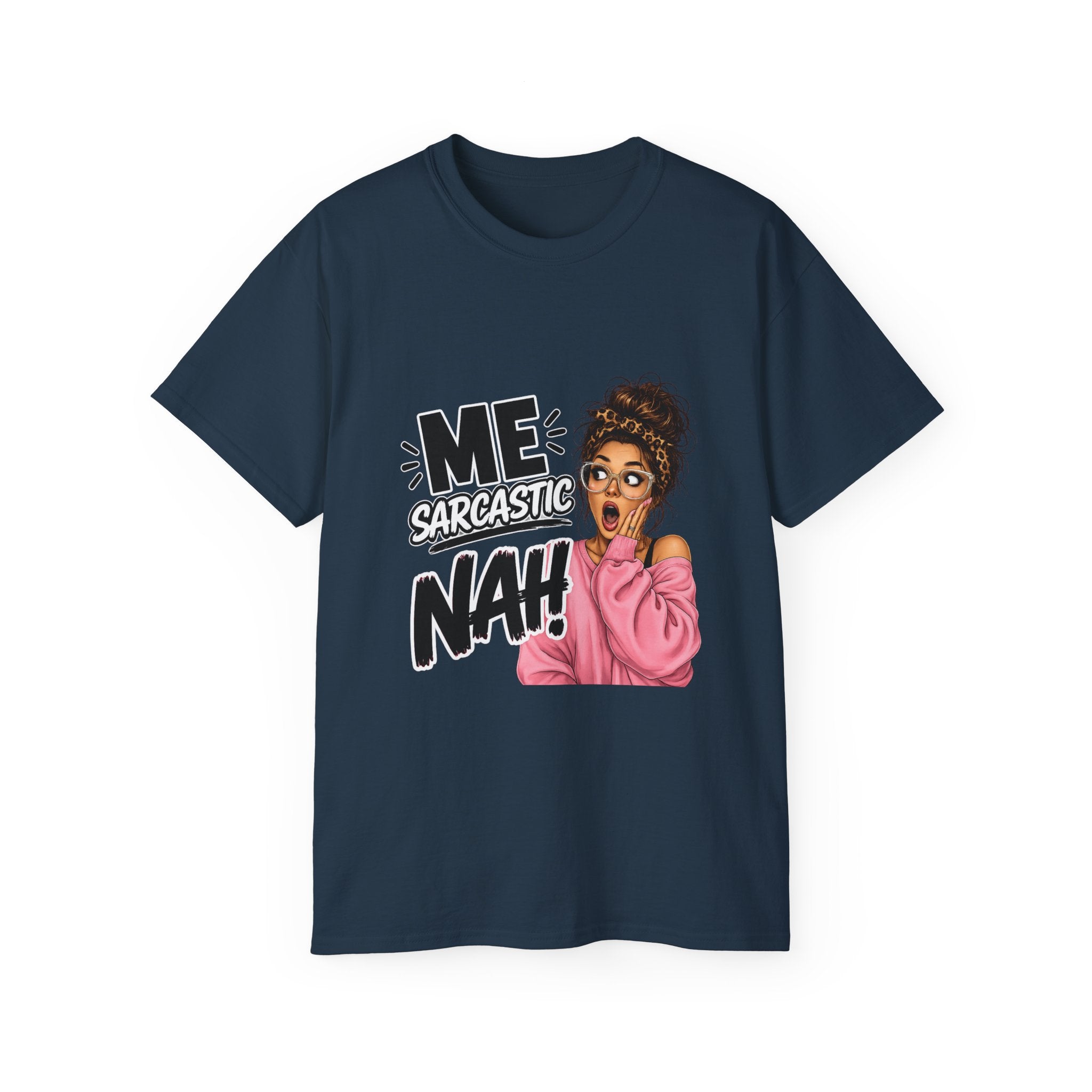 Sarcastic 'Me? Nah!' Graphic Tee — Funny Retro Pop Art Shirt for Women