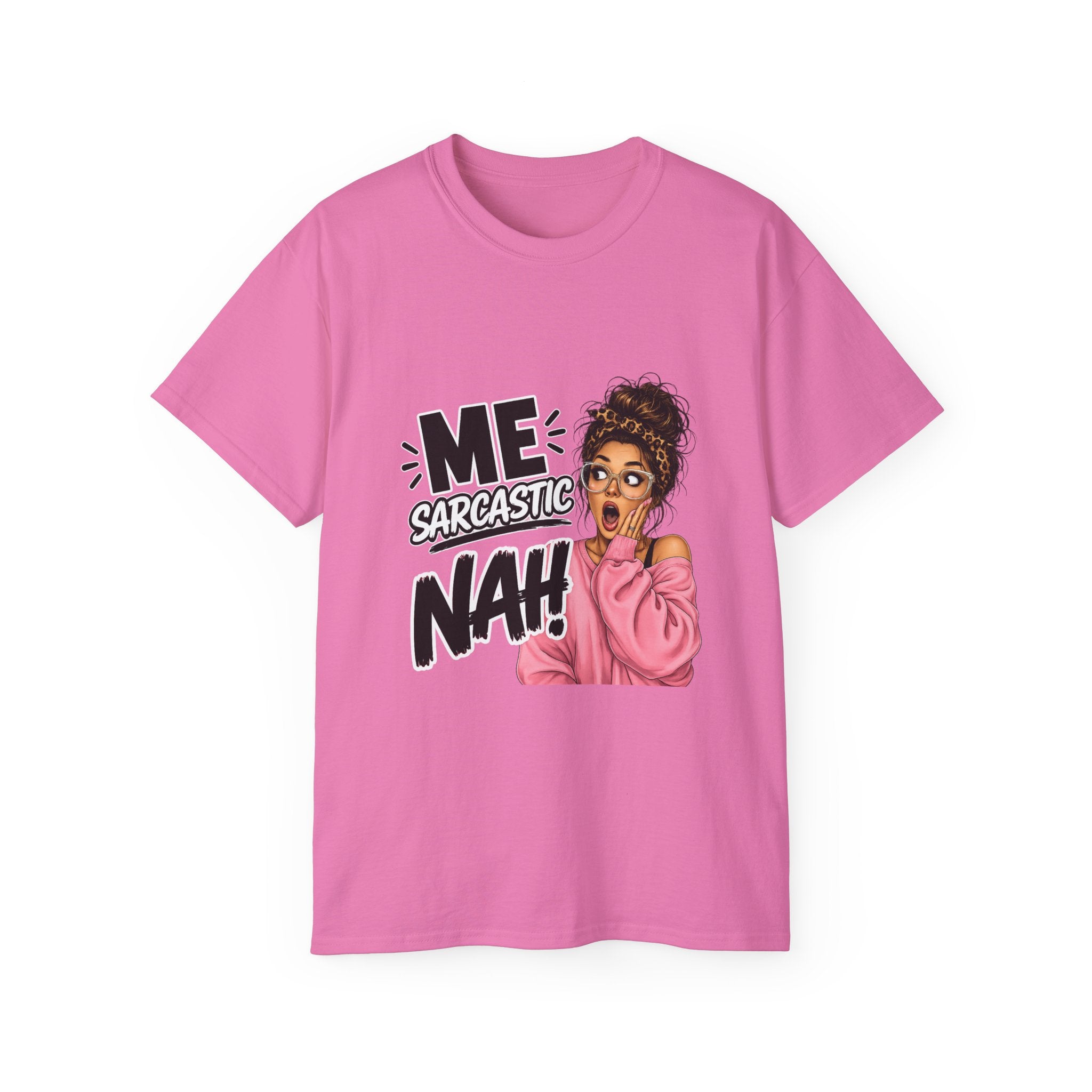 Sarcastic 'Me? Nah!' Graphic Tee — Funny Retro Pop Art Shirt for Women