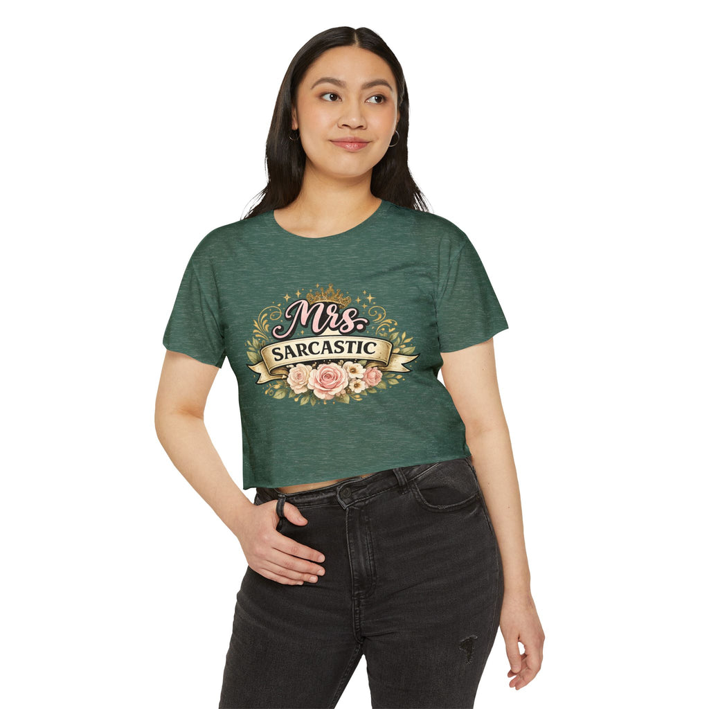 Mrs. Sarcastic Crop Top — Floral Funny Wife Festival Tee